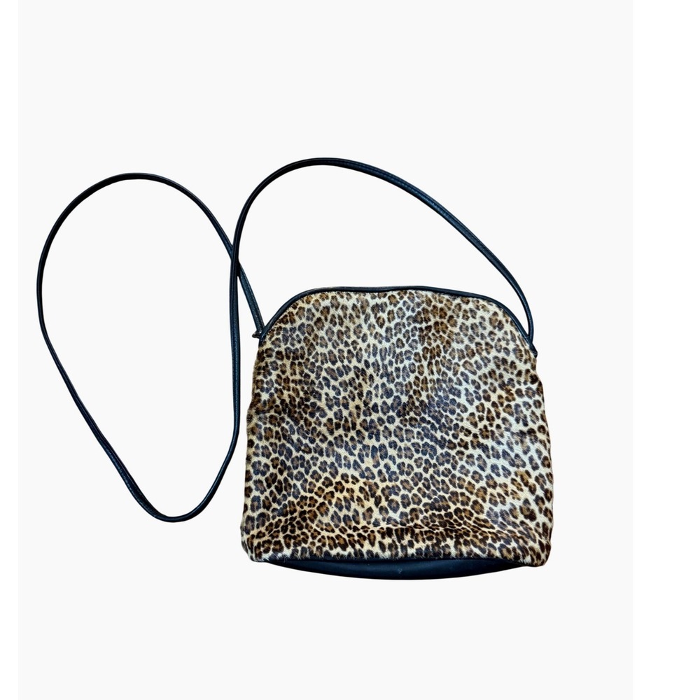 Donald J Pliner Leopard Calf Hair Leather Mini Crossbody Bag Minimalist Y2K